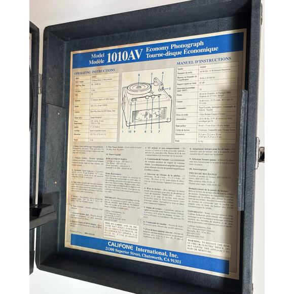 Vintage Califone 1010AV Economy Phonograph Record Player Tested & Working - Picture 4 of 10